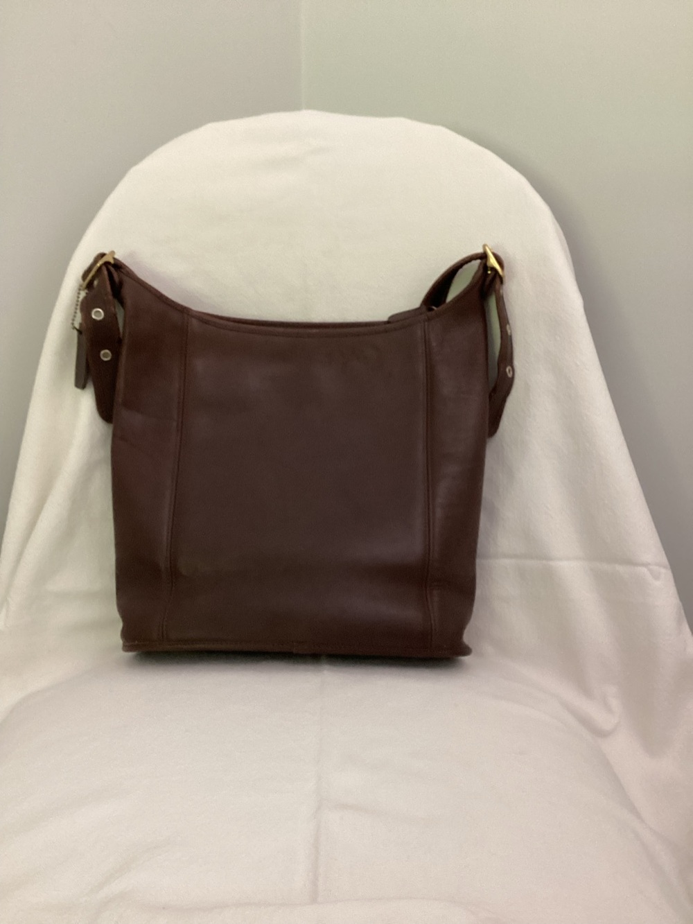 Coach Dark Brown Leather Shoulder Hobo with Gold Hardware